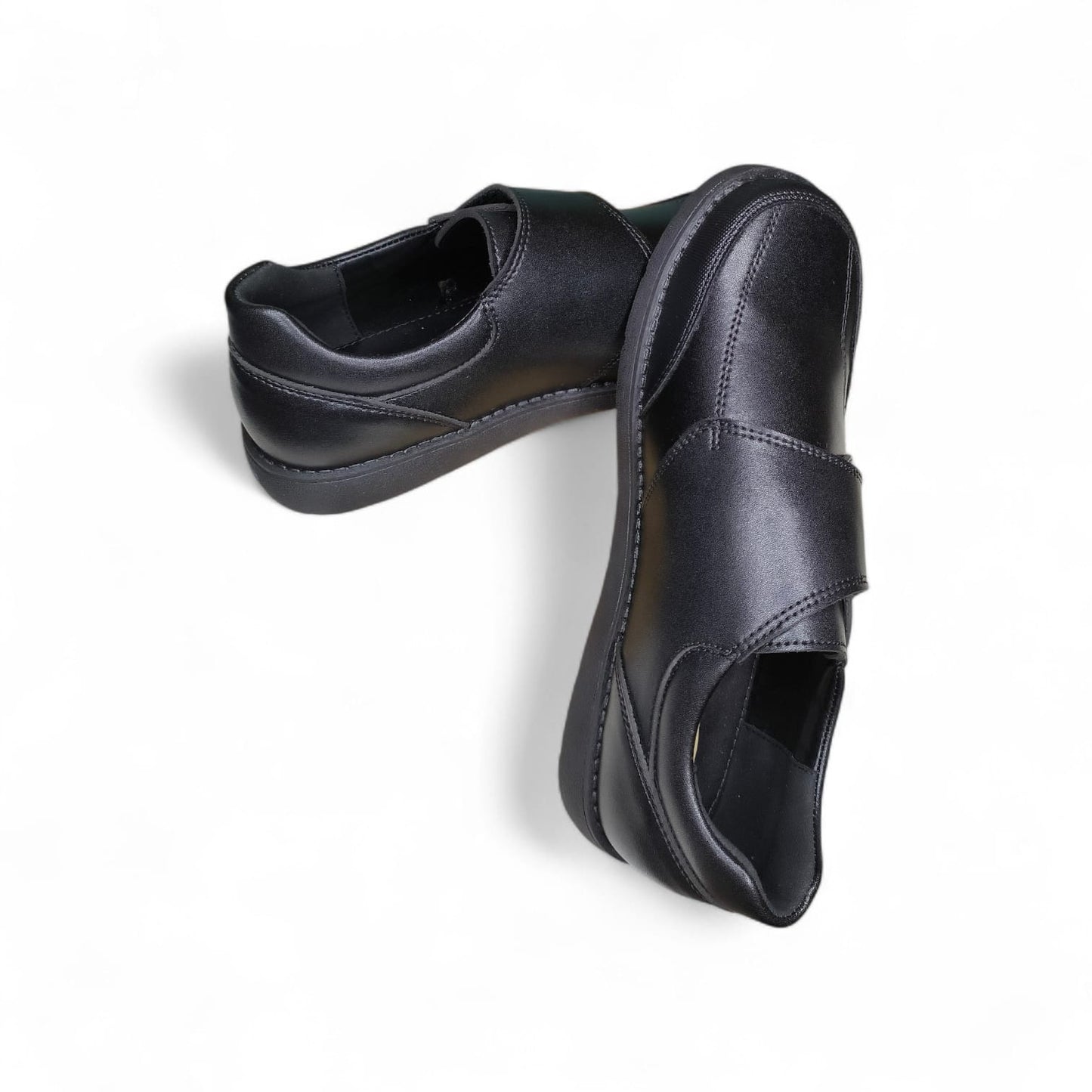 Conoli Boys Leather School Shoes with big Single Velcro kids
