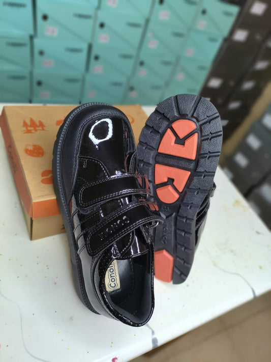 Conoli Unisex Wetlook School Shoes with Double Velcro Fastener kids