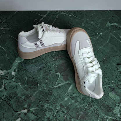 ladies sneakers double sole (Pink, White)