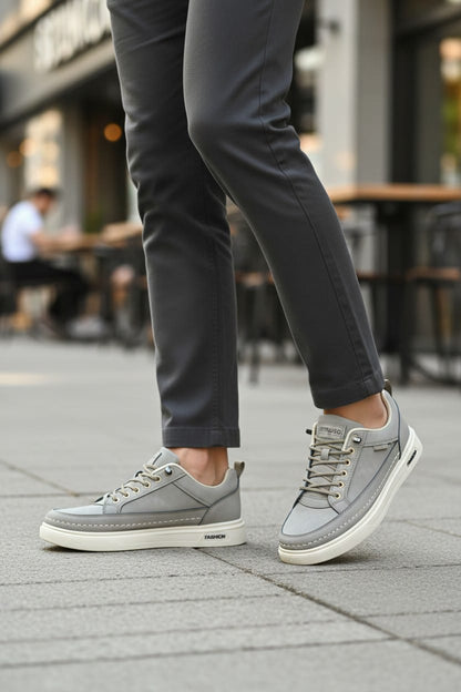 Men Fashion casual (charcoal grey & faded green with cream rubber sole)