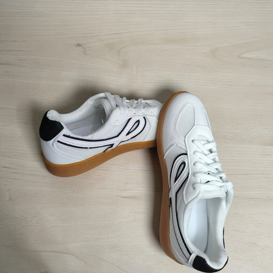 ladies sneakers single sole  (navy blue/white)