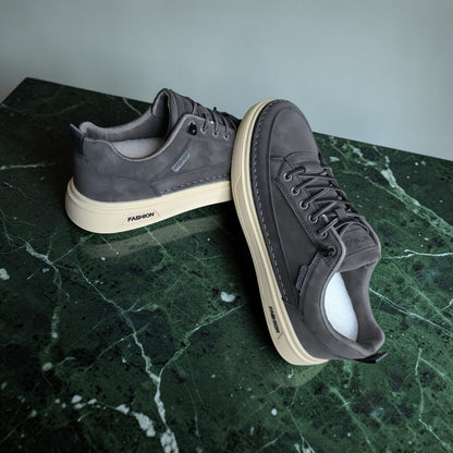 Men Fashion casual (charcoal grey & faded green with cream rubber sole)