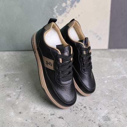Men's Pure Leather Casual Shoe Black with Nude Sole
