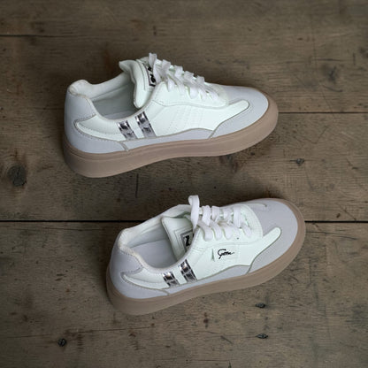ladies sneakers double sole (Pink, White)