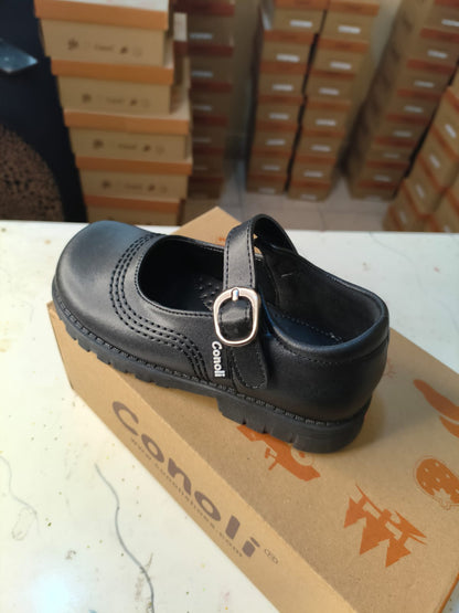 Conoli Dotted Leather Girls School Shoes with Fastener kids