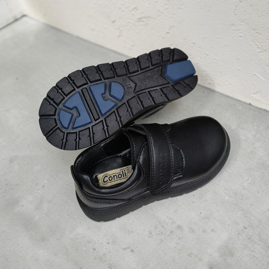 Conoli Boys Leather School Shoes with Single Velcro Fastener kids