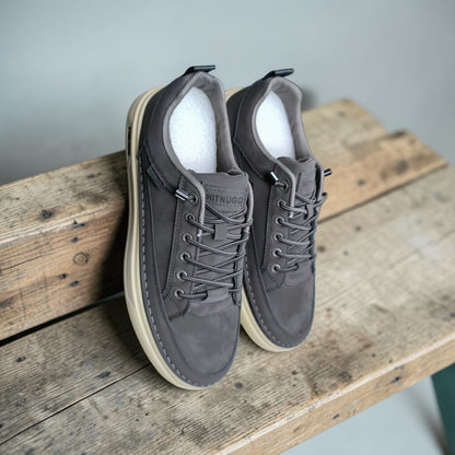 Men Fashion casual (charcoal grey & faded green with cream rubber sole)