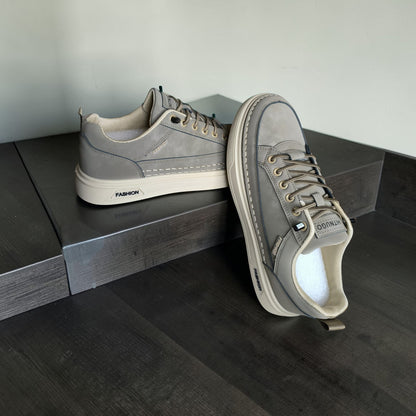 Men Fashion casual (charcoal grey & faded green with cream rubber sole)