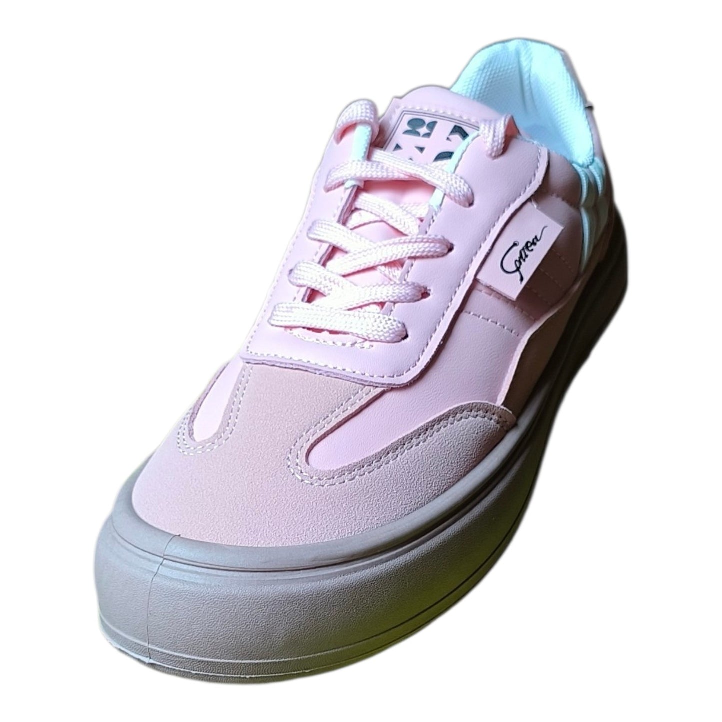 ladies sneakers double sole (Pink, White)