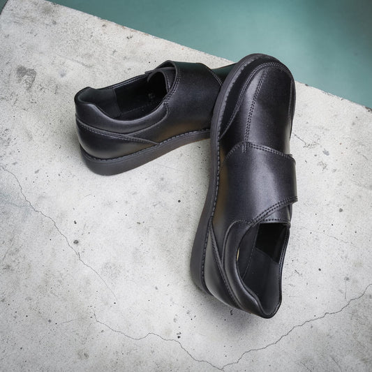 Conoli Boys Leather School Shoes with big Single Velcro kids