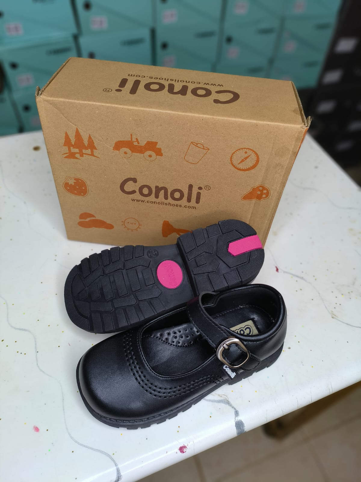 Conoli Dotted Leather Girls School Shoes with Fastener kids