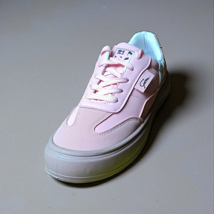ladies sneakers double sole (Pink, White)