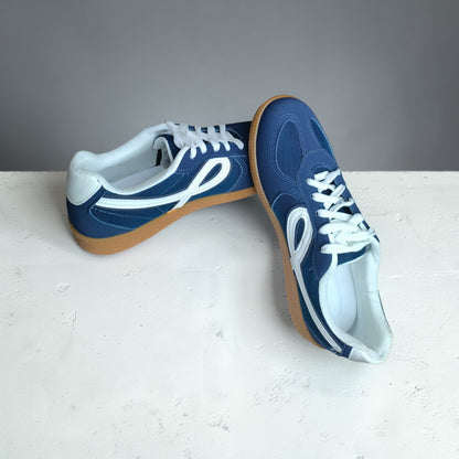 ladies sneakers single sole  (navy blue/white)