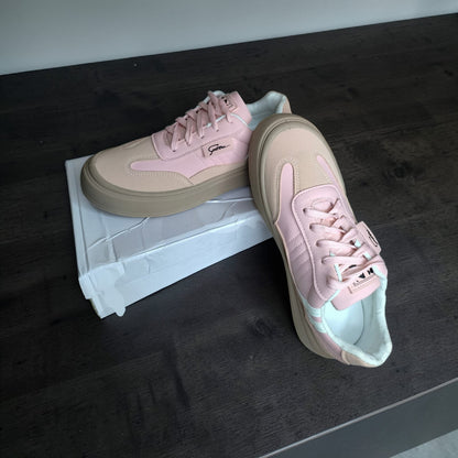 ladies sneakers double sole (Pink, White)