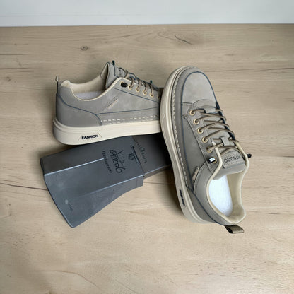 Men Fashion casual (charcoal grey & faded green with cream rubber sole)