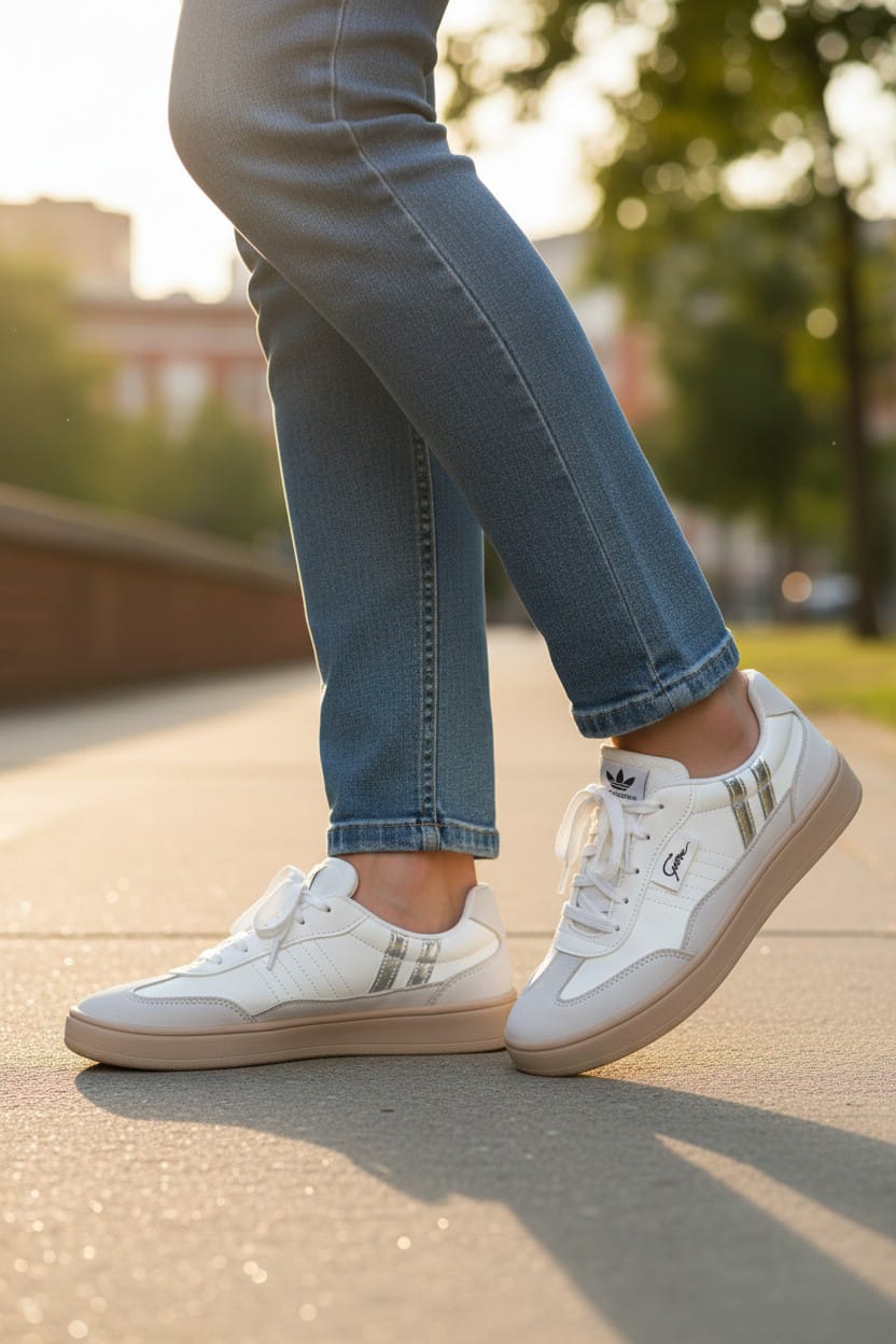ladies sneakers double sole (Pink, White)