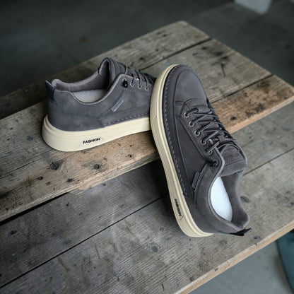 Men Fashion casual (charcoal grey & faded green with cream rubber sole)